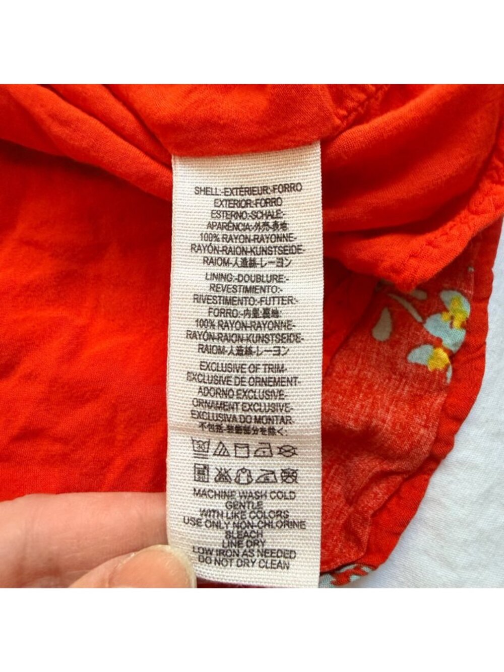 Free People Womens Red Orange Floral Button Front Smocked Waist Rayon Dress XS - Picture 6 of 8